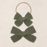 Sweater Bow - Olive Chunky Knit, Small on Nylon