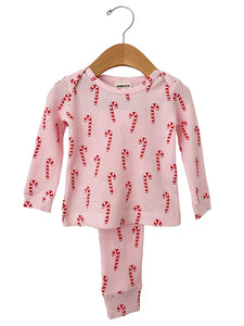 Organic Waffle 2-Piece Set, Pink Candy Cane