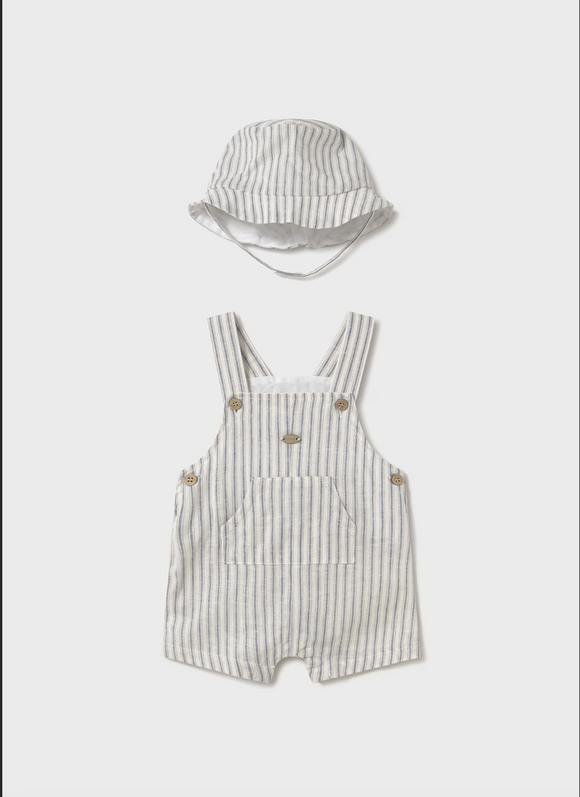 Newborn Printed Romper with Hat - Natural