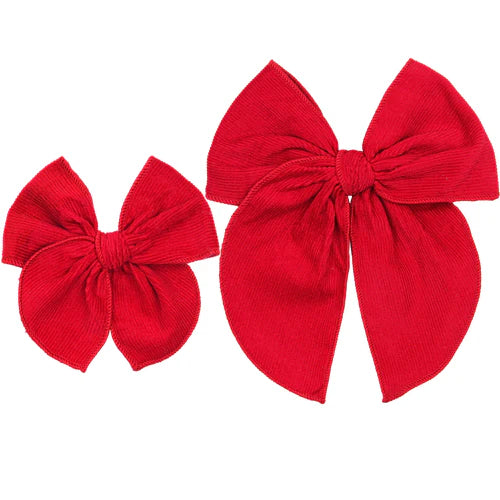 Heirloom Bow Red Corduroy Clip - Large / Alligator Clip
