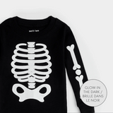 Skeleton Glow in the Dark Print on Black PJ - Kids