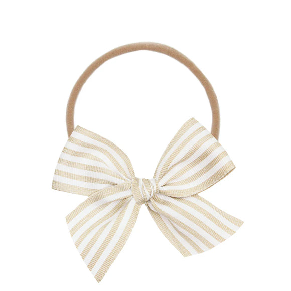 Lace Bow - Tan Stripe Headband