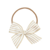 Lace Bow - Tan Stripe Headband