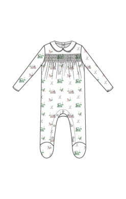 Baby Golf Carts Pink - Smocked Peter Pan Snap Footie