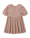 Camille Dress - Brick Check, Girls