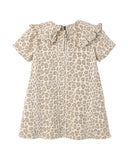 Collared Denim Mini Dress - Leopard