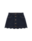 Scallop Mini Skirt - Dark Indigo