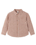 Collared Long Sleeve Shirt Brick Check, Baby