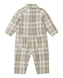 Collared Baby Jumpsuit - Olive Dobby Plaid