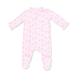 Ballet Shoes Ribbon Stripe - Kimono Ruffle Snap Footie