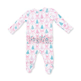 Bow Trellis Tree - 2 Way Ruffle Back Zipper Footie