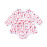 Leslie Rose - Long Sleeve Peter Pan Ruffle Collar Bubble With Skirt