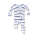 Vintage Stripe - Blue - 2 Way Zipper Footie