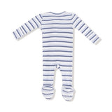 Vintage Stripe - Blue - 2 Way Zipper Footie