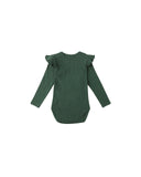 Shoulder Ruffle Bodysuit - Green