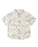 Collared Short Sleeve Shirt - Ocean Toile