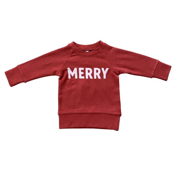 Merry Raglan Sweatshirt - Berry Red, Baby