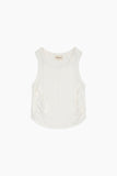 Rayon Rib Shirred Sleeveless Tank - Ecru
