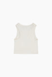 Rayon Rib Shirred Sleeveless Tank - Ecru