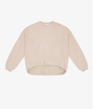 Cotton Fleece Raw Edge Tunic with Side Shirring - Soy Latte