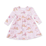 Princess Unicorns And Castle - Twirly Long Sleeve Dress With Bike Short
