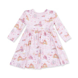Princess Unicorns And Castle - Twirly Long Sleeve Dress With Bike Short