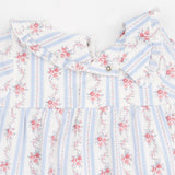 Anna Floral Stripe - Long Sleeve Peter Pan Ruffle Collar Dress And Bloomer
