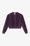 Cable Knit Crop Sweater - Glazed Plum