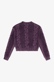 Cable Knit Crop Sweater - Glazed Plum