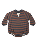 Crew Neck Romper - Mulberry Stripe