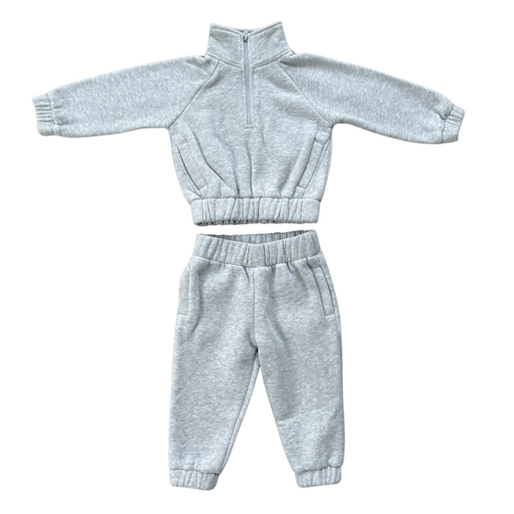 Fleece Zip Set - Heather Gray