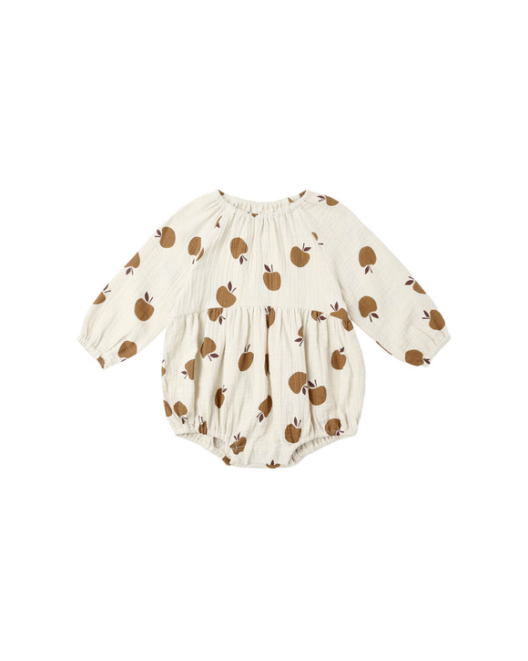 Long Sleeve Bubble Romper - Golden Apples