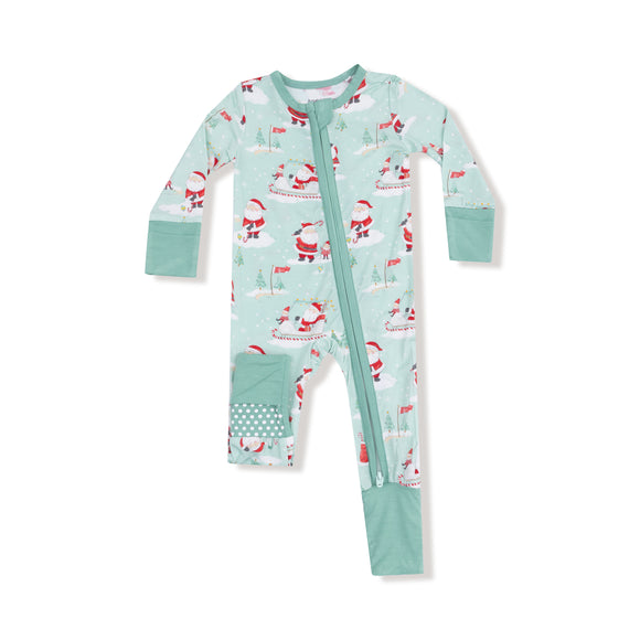 Golfing Santa  And Elves - 2 Way Zipper Romper