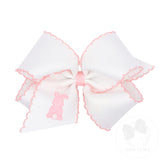 King Easter Bunny Embroidered Grosgrain Bow w/ Stitch Edge