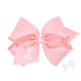 King Easter Bunny Embroidered Grosgrain Bow w/ Stitch Edge