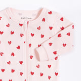 Hearts Print on Barely Pink Footed Sleeper