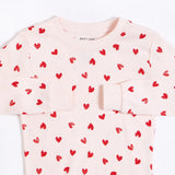 Hearts Print on Barely Pink 2-Piece Pajamas