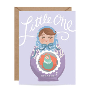 Little One Nesting Doll Scratch-off New Baby Card
