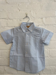 Boys Linen Short-sleeve Button Down - Blue