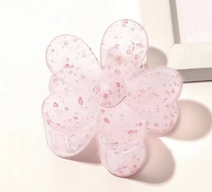 Pink Splatter Large Flower Claw Clip