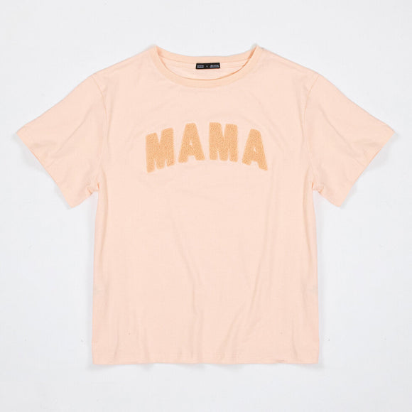 Chenille MAMA Cotton T-Shirt - Blush