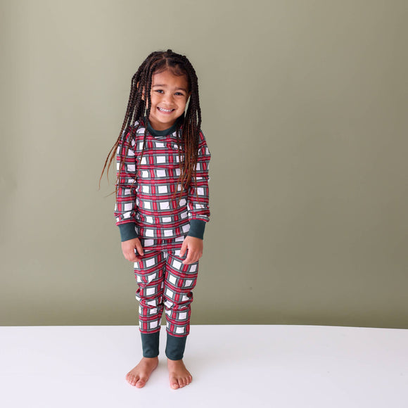 Lola & Taylor - White Tartan Kids Pajama Set