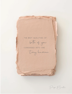 Baby Card - "Best qualities of you both condensed into one"