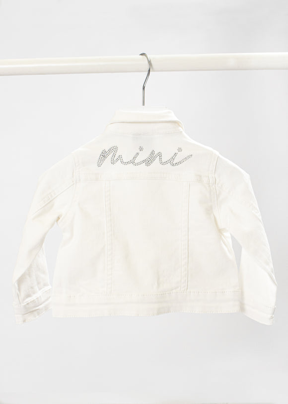 Girls MINI Script White Denim Jacket